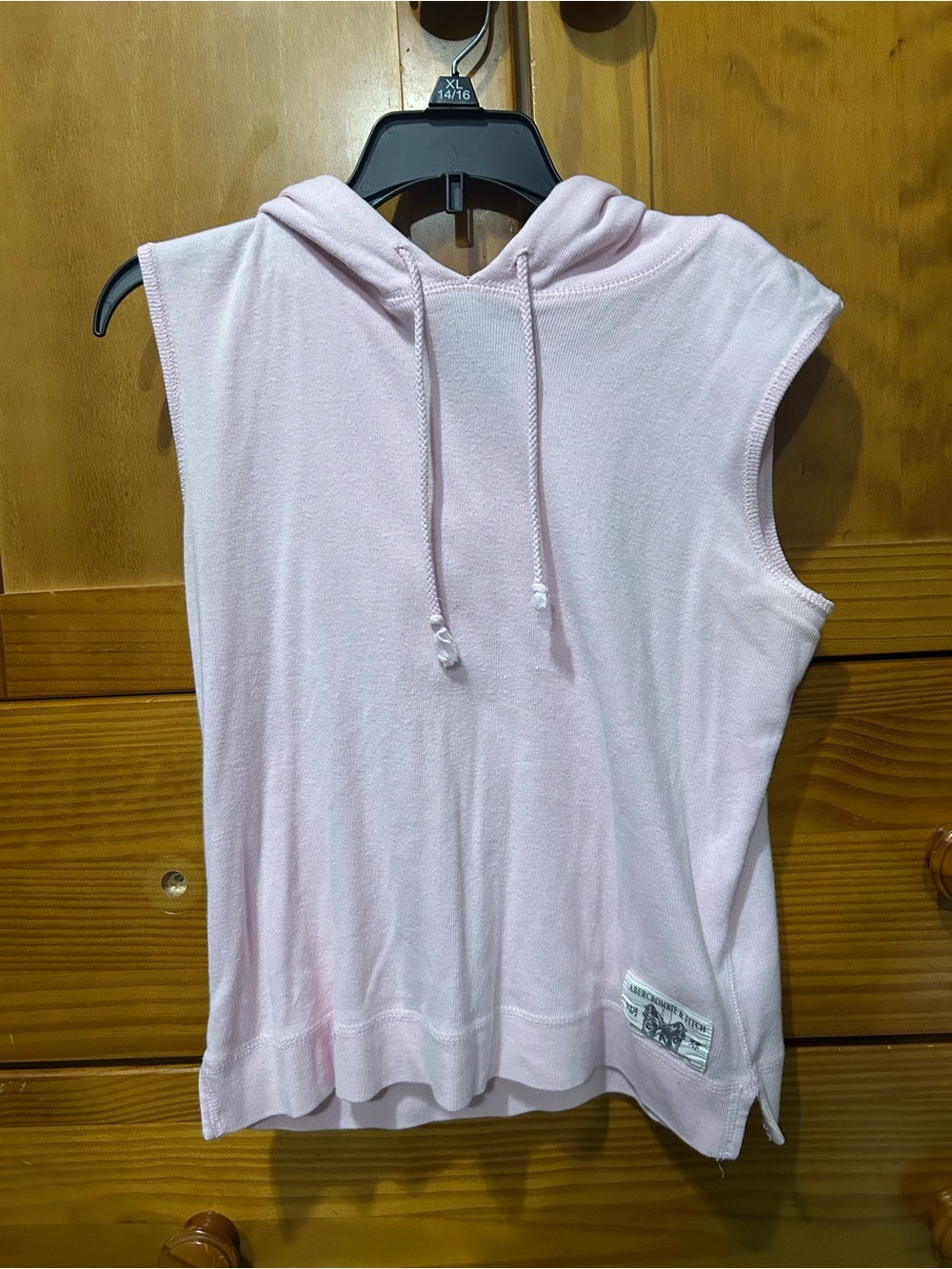 Y2K A&F Sleeveless Hooded Tank Top - Light Pink 100% cotton